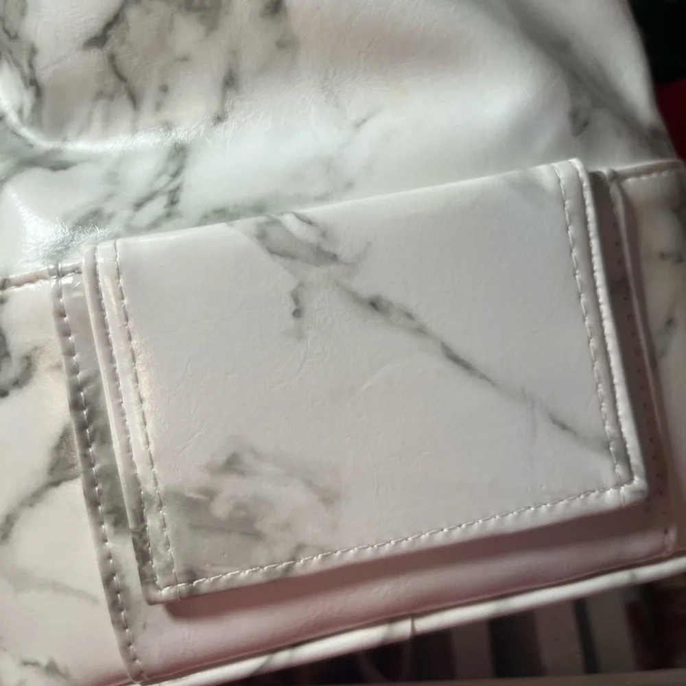 Marble Makeup Brush Bag with Gold Accents